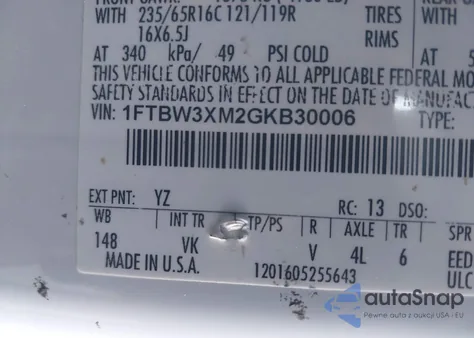 2016 Ford Transit-350 из США, поврежденный, VIN 1FTBW3XM2GKB30006